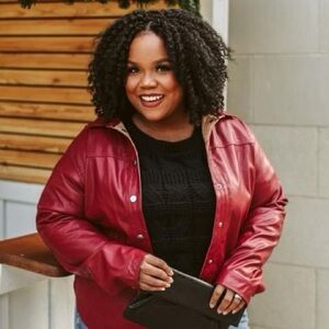 Boutique Women’s Faux Leather Jacket Maroon Size 2X Excellent Condition